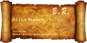 Billa Rupert névjegykártya